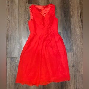 Vintage Red Chiffon Cocktail Dress Built in Bra Boning Small